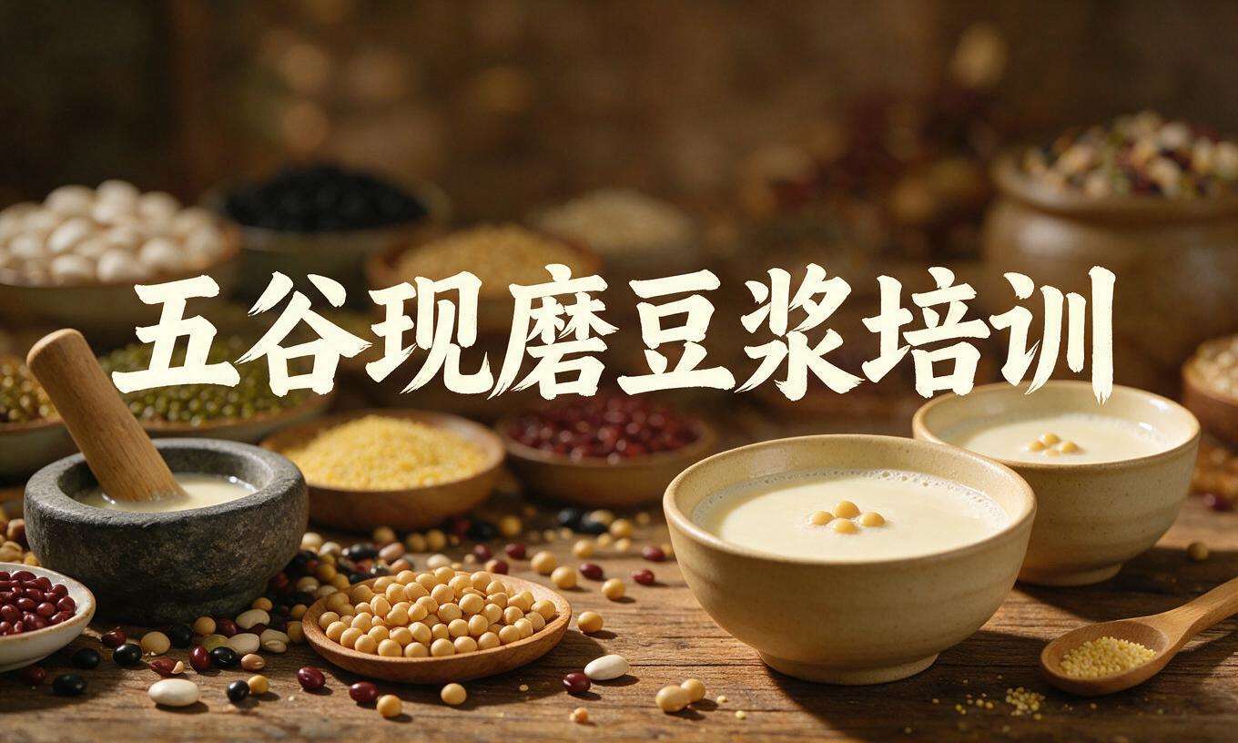 五⾕现磨⾖浆培训